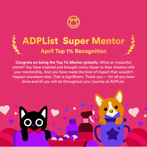ADPList Super Mentor for designers award